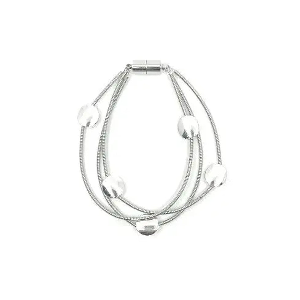 Three Strand Piano Wire Disc Bracelet