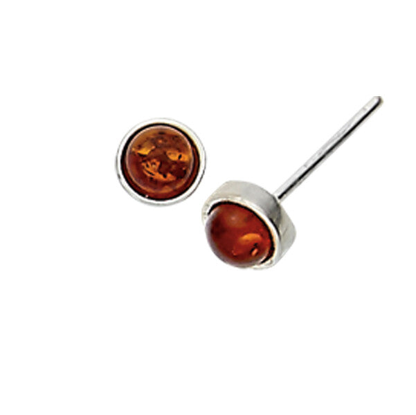 Round Amber Stud Earrings