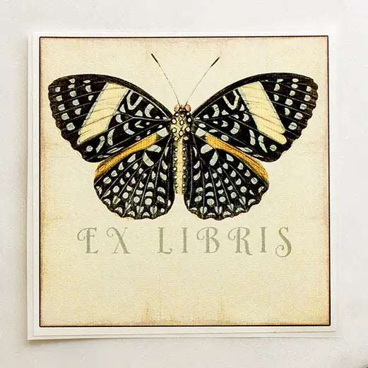 Black Butterfly Bookplate Sticker