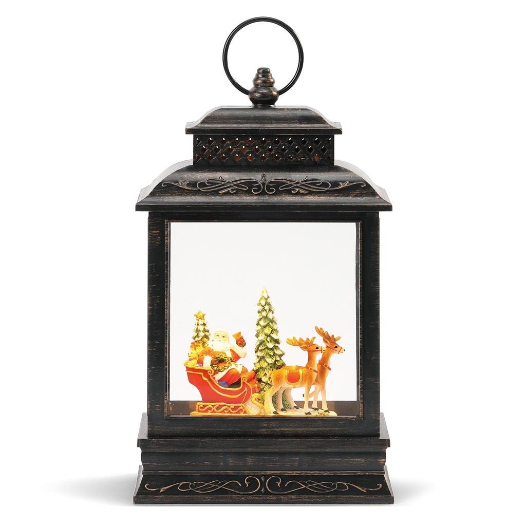 Lit Musical Santa and Sleigh Lantern