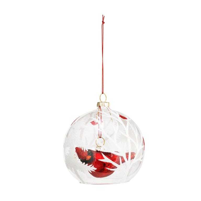 Glass Enclosed Cardinal Ornament