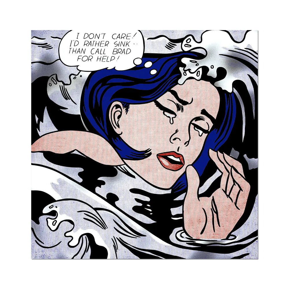 Lichtenstein, Drowning Girl, 1963. Vinyl Sticker