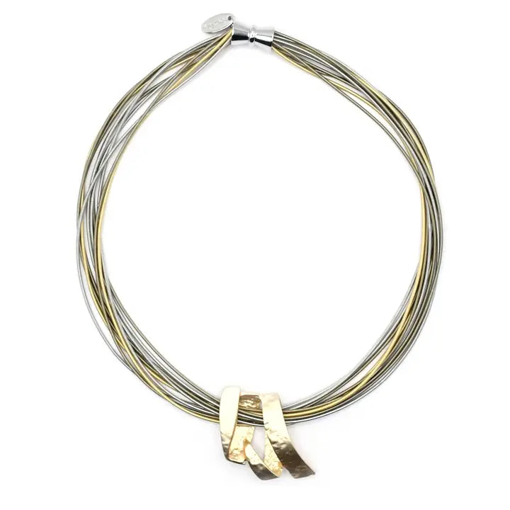 Piano Wire Gold Swirl Pendant