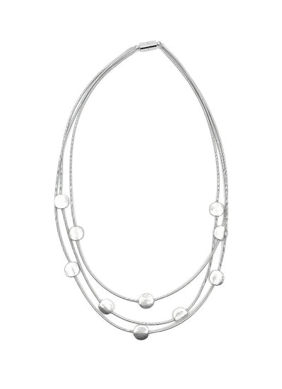 Three Strand Piano Wire Disc Necklace