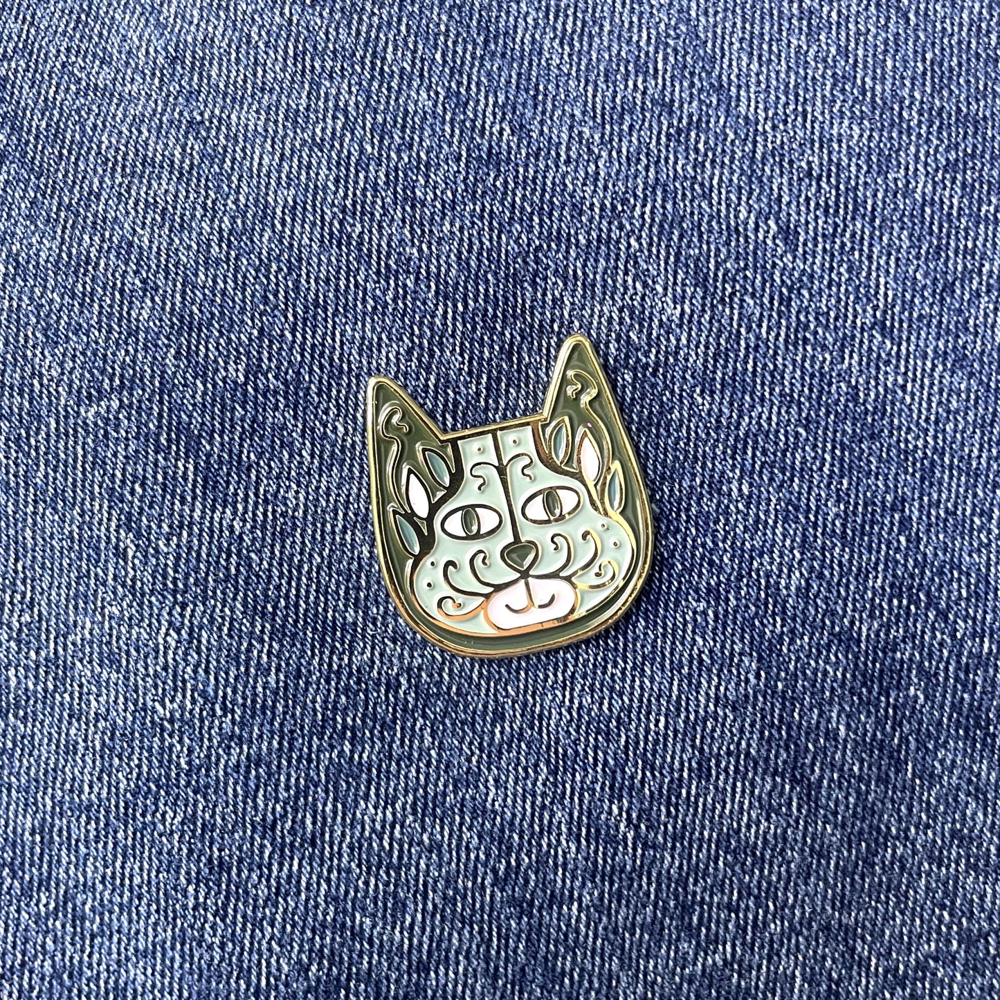 Cat Nouveau Enamel Art Meowment Pin