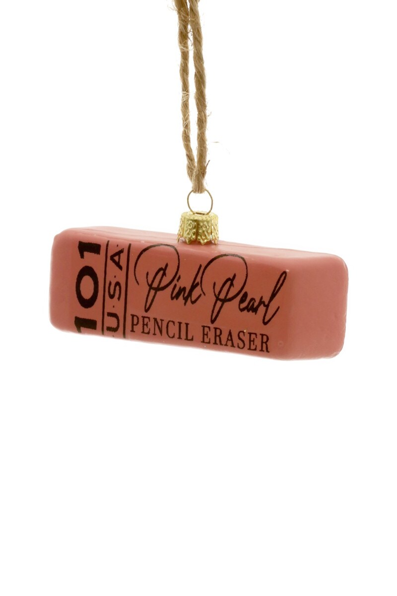 Pink Eraser Glass Ornament