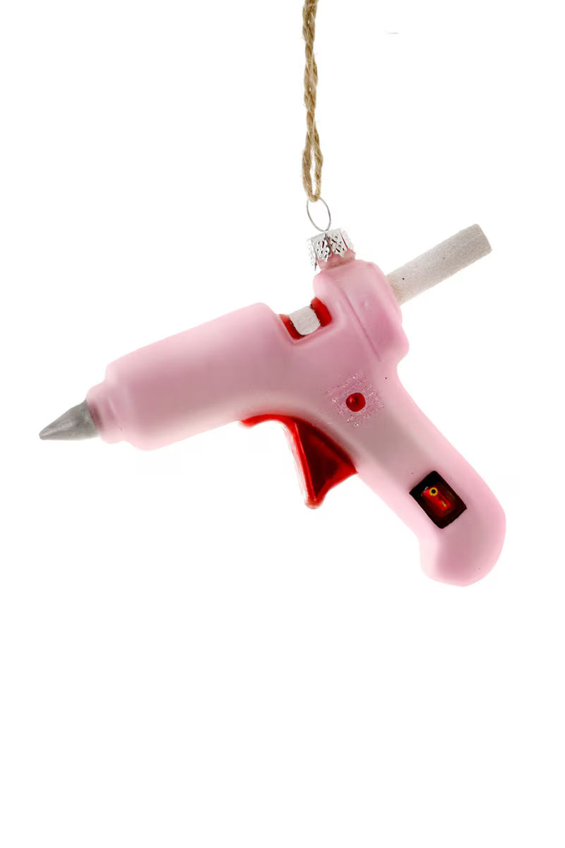 Pink Glue Gun Glass Ornament