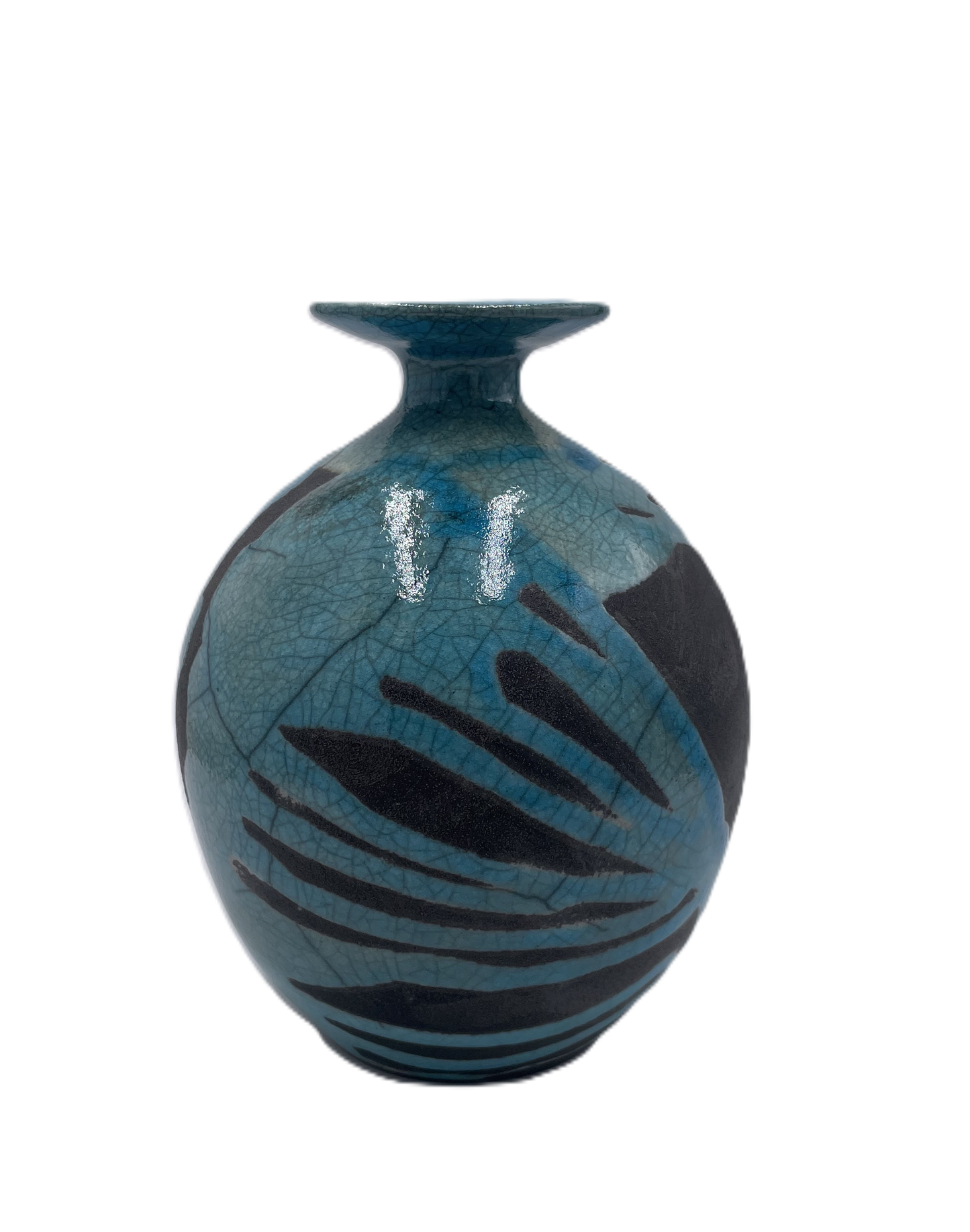 Small Turquoise Raku Vase with Flared Rim SB