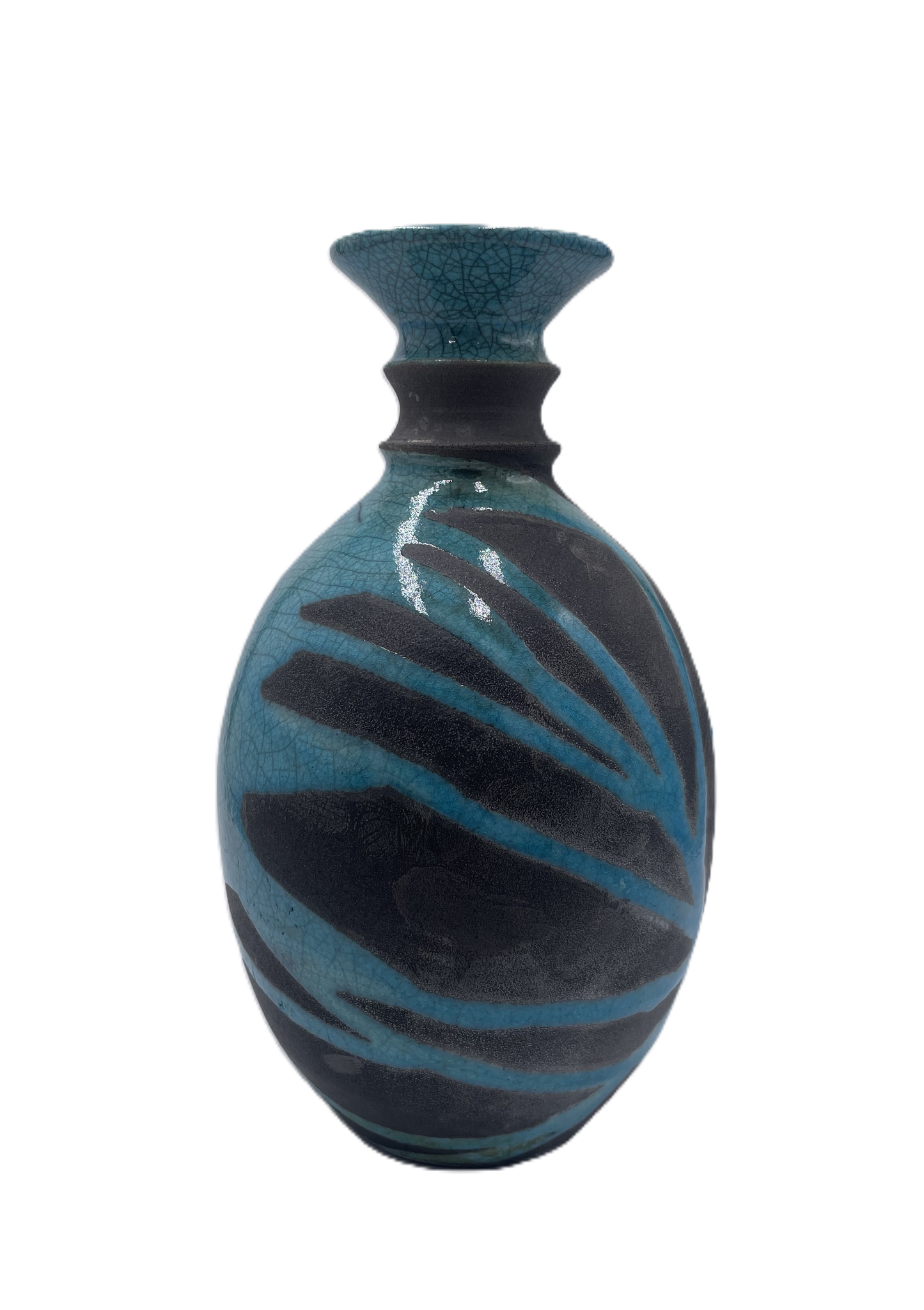 Medium Turquoise Raku Vase with Narrow Top 2 SB