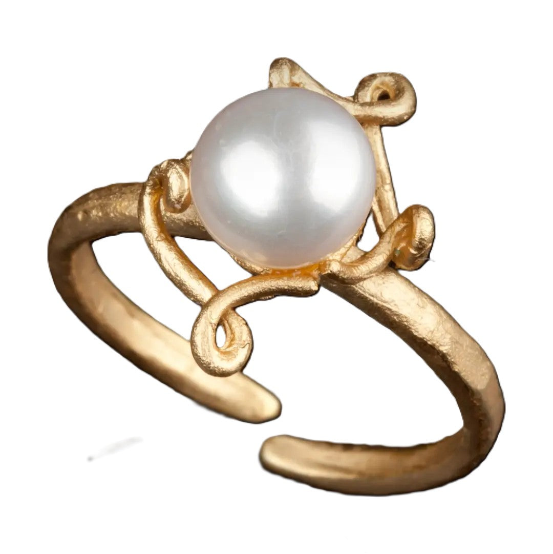 Pearl Pea Pod Adjustable Ring