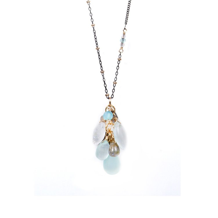 Chalcedony, Labradorite, and Moonstone Cluster Necklace