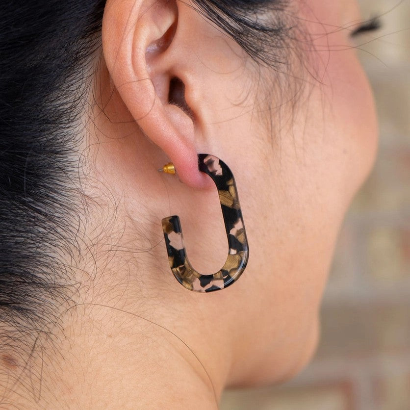 Black and Bronze Jenna Hoop Earrings