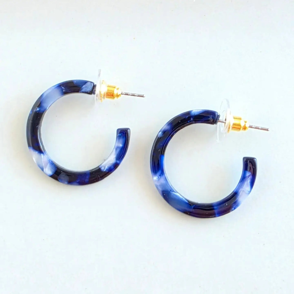 Midnight Marble Cam Hoop Earrings