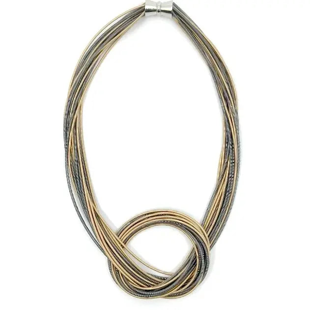 Champagne and Slate Piano Wire Knot Necklace