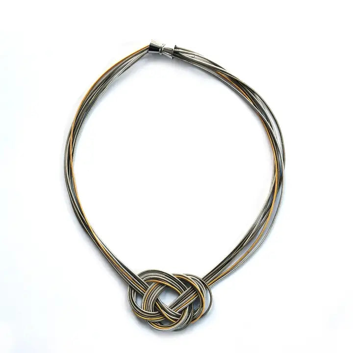 Silver, Gold, Bronze Figure 8 Knot Necklace