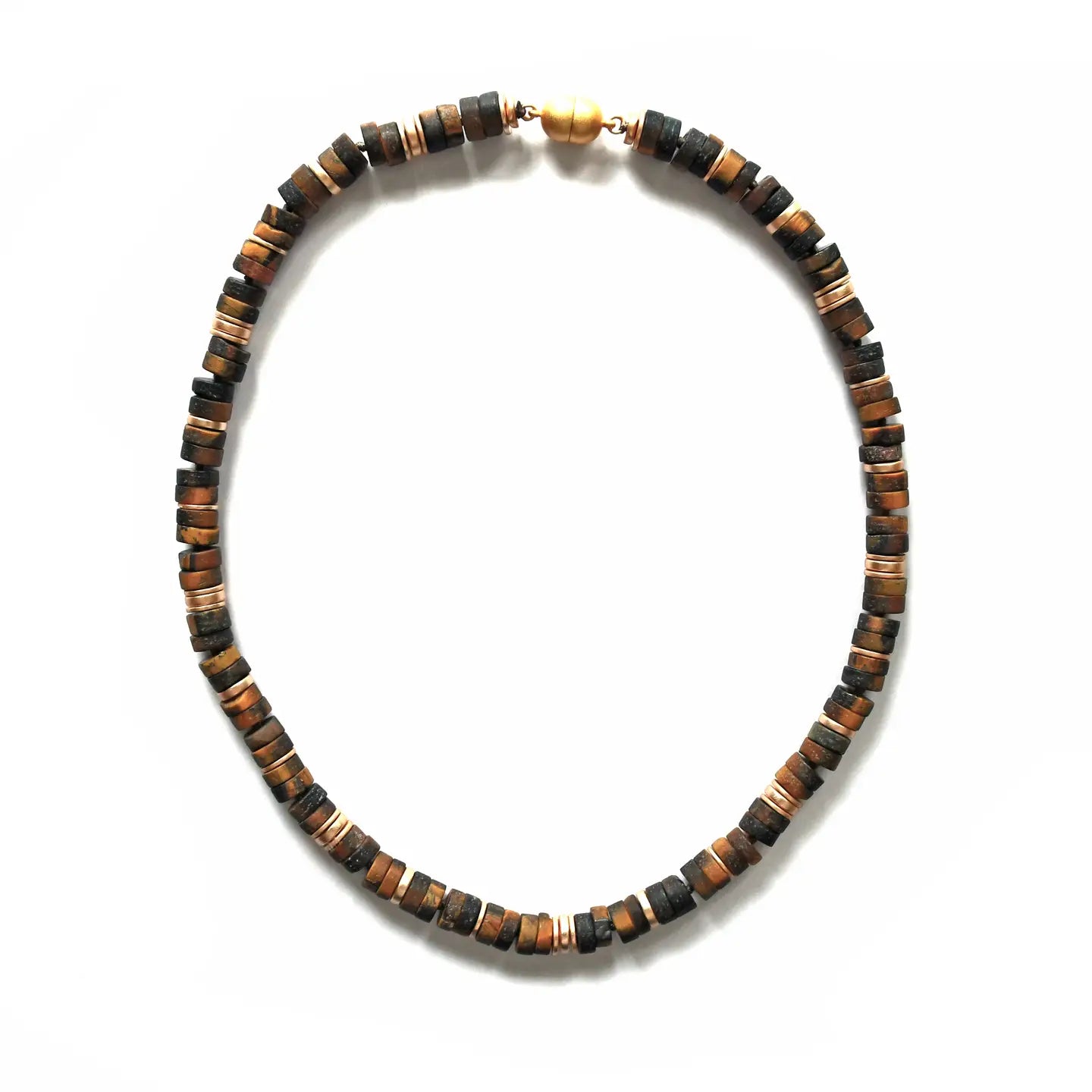 Tiger Eye with Gold Disc Necklace