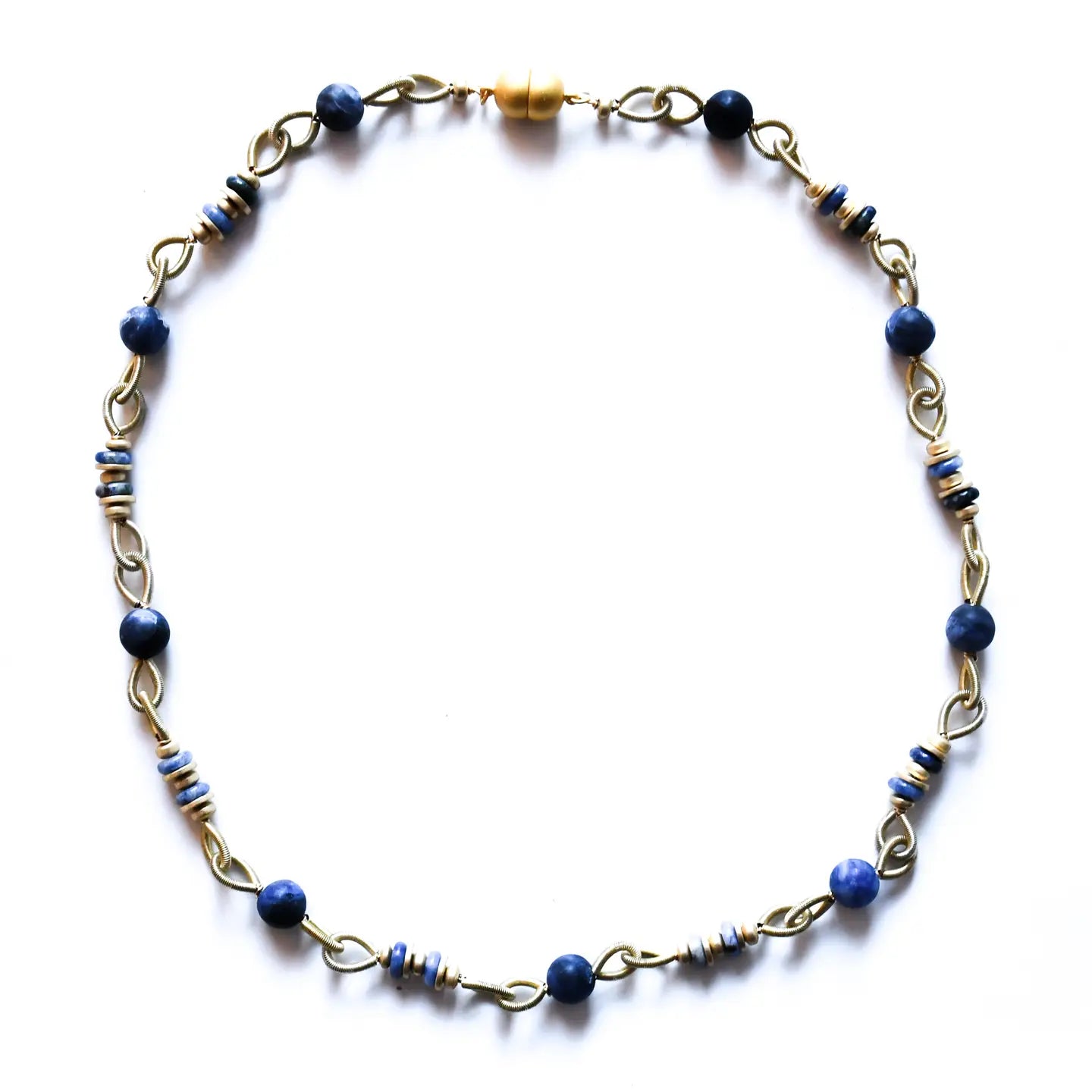 Lapis and Sodalite Gold Disc Necklace