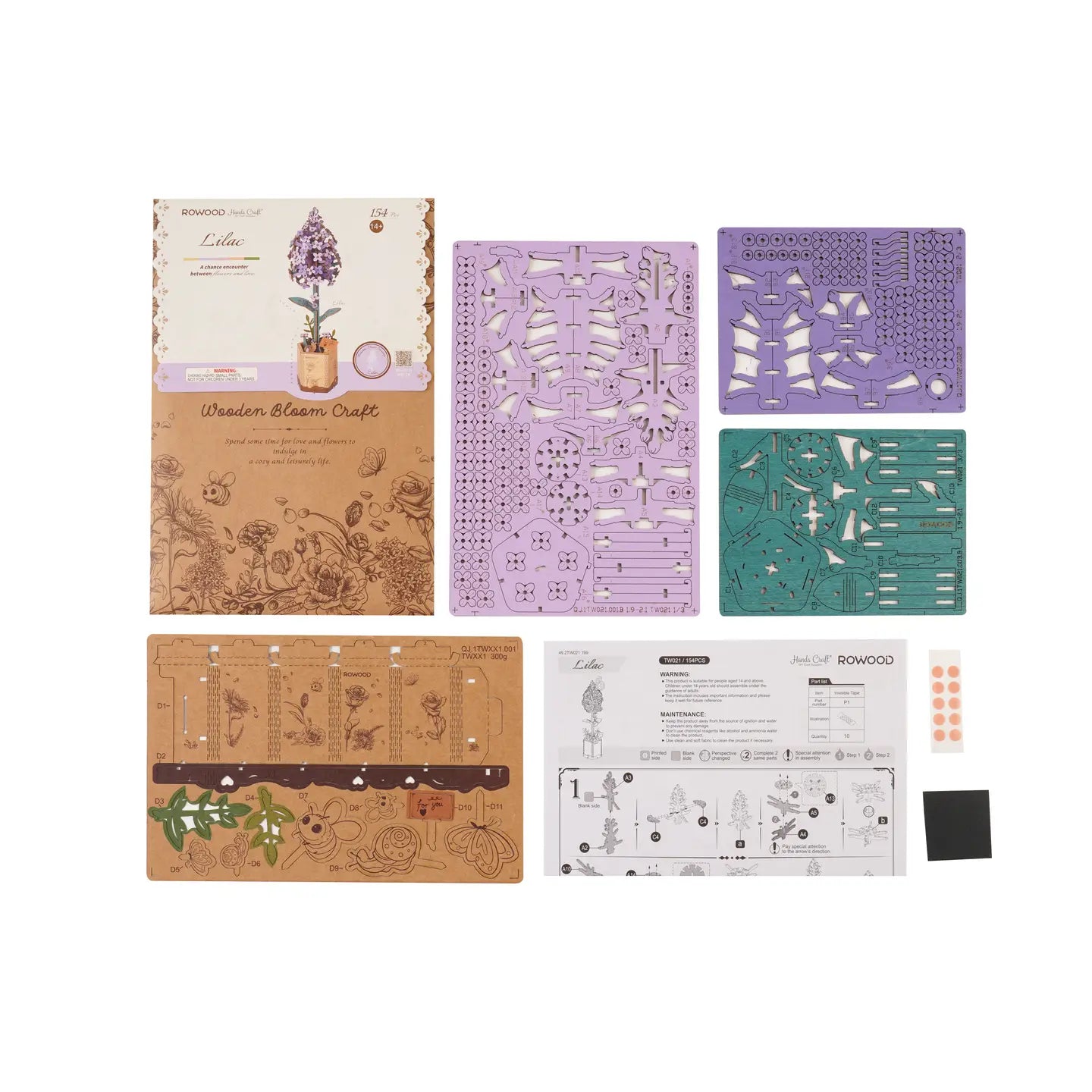 Lilac 3D Wooden Flower Puzzle