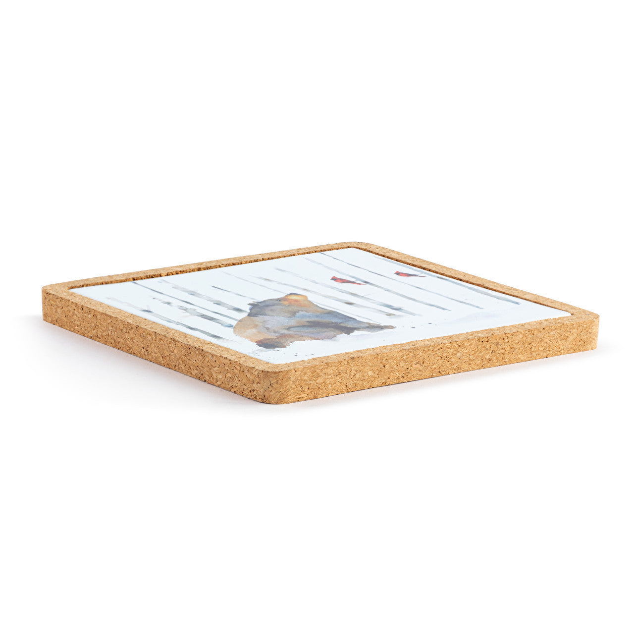 Bear and Cardinal Cork Trivet