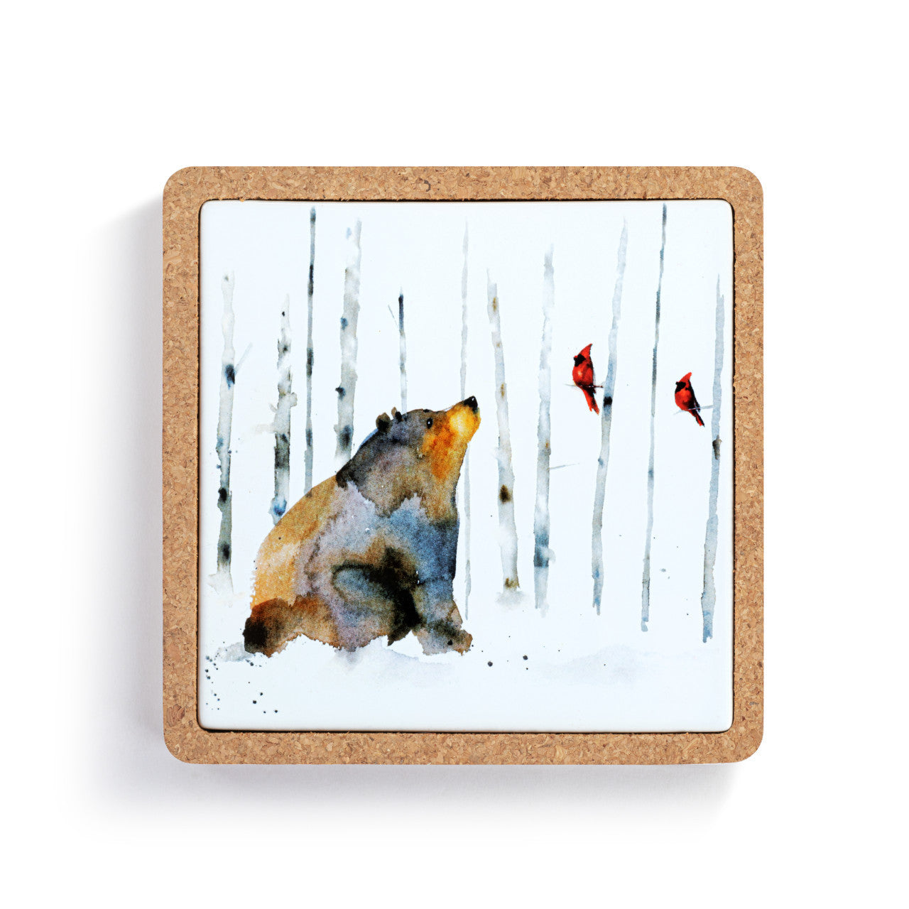 Bear and Cardinal Cork Trivet