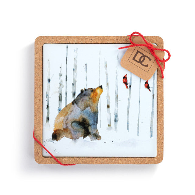 Bear and Cardinal Cork Trivet
