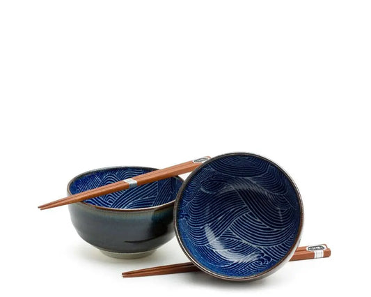 Aranami Wave Bowl Set with Chopsticks