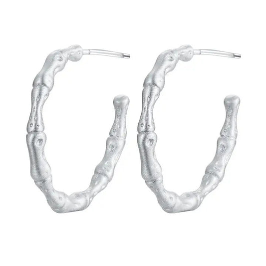Bamboo Hoop Post Earrings