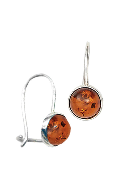 Round Amber Drop Earrings