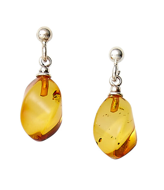 Amber Swirl Cut Drop Earrings