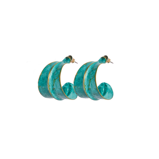 Turquoise Half and Half Hoops
