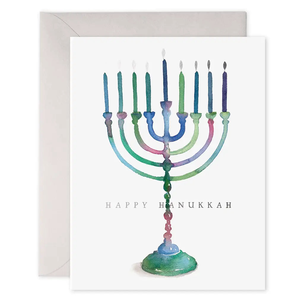 Colorful Menorah Hanukkah Card