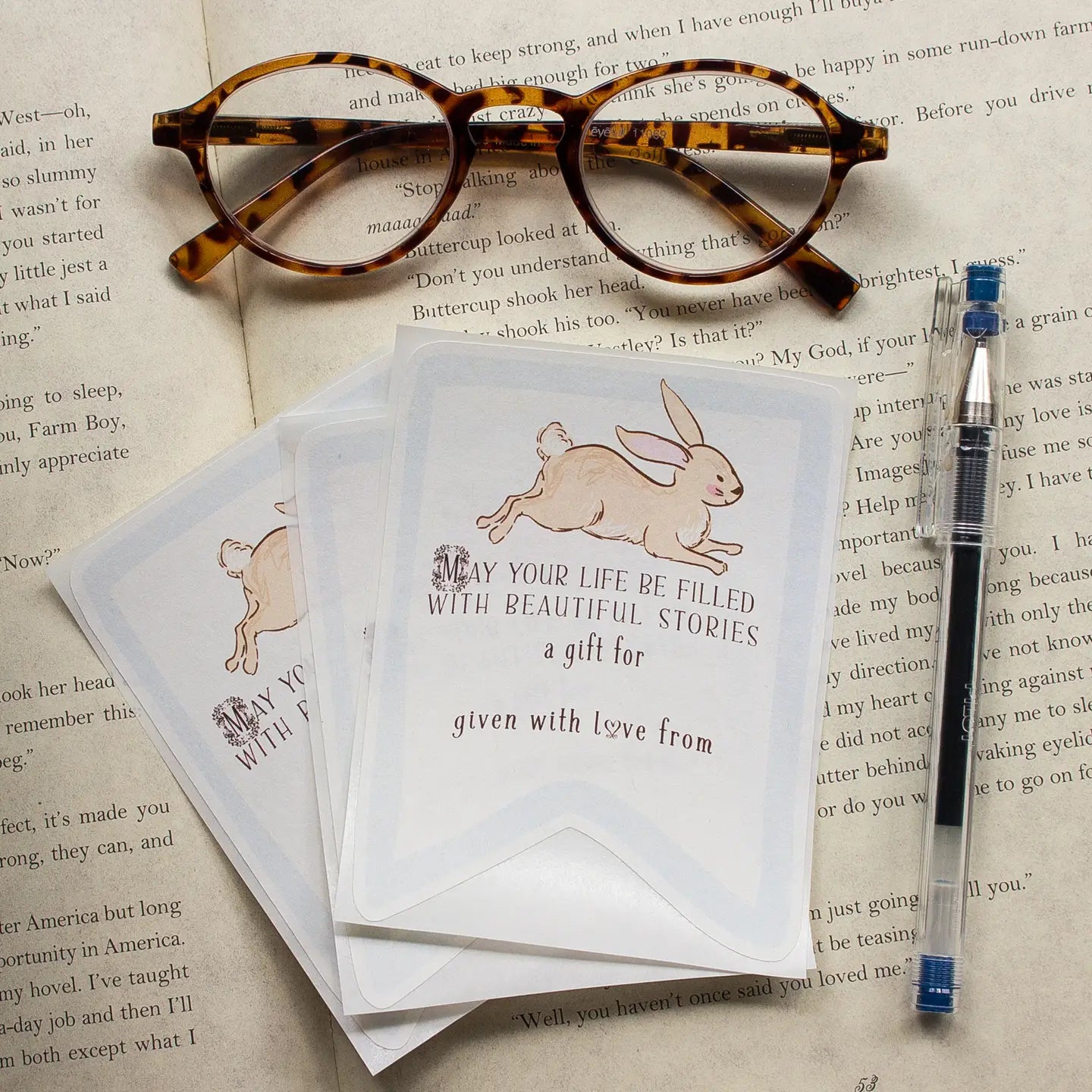 Blue Baby Bunny Bookplate Sticker