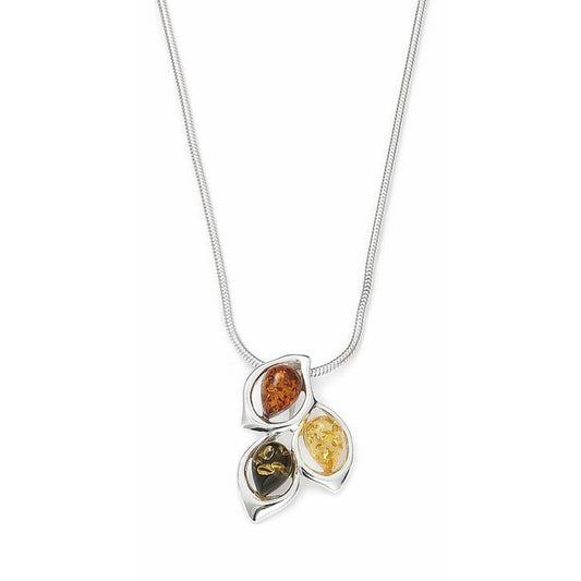 Amber Leaf Pendant with Chain