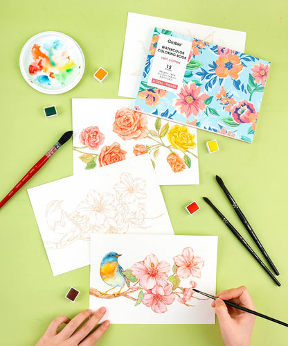 Floral Watercolor Coloring Book