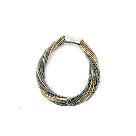 Champagne and Slate Piano Wire Twist Bracelet