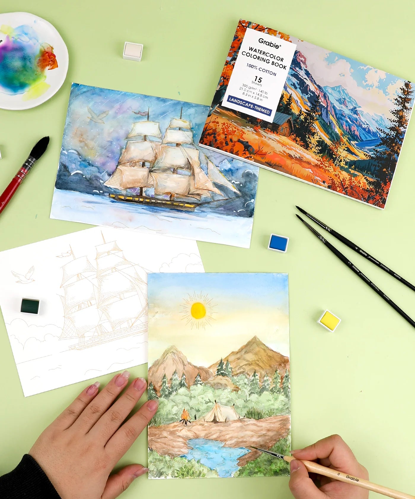 Landscape Watercolor Coloring Book
