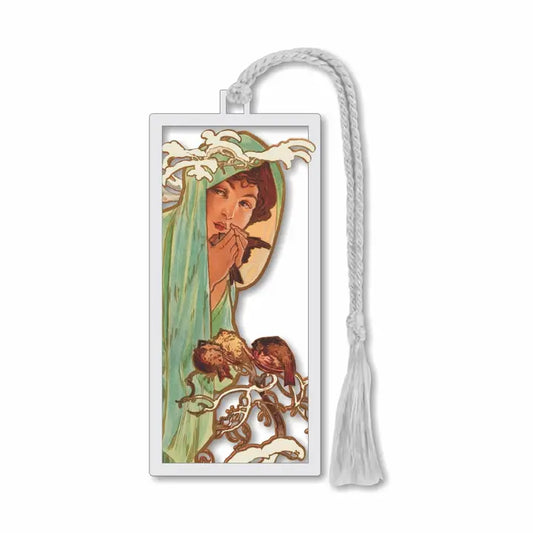 Winter Alphonse Mucha Metal Bookmark