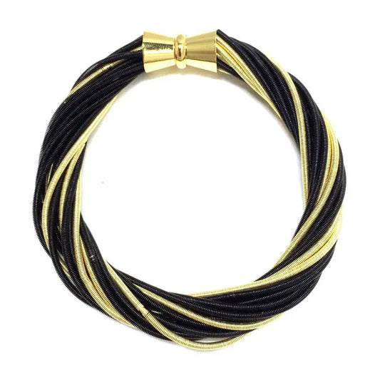 Black and Gold Piano Wire Twist Bracelet