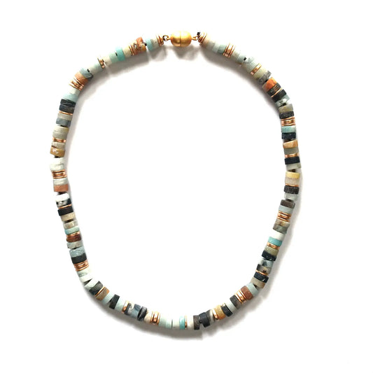 Amazonite with Gold Disces Necklace