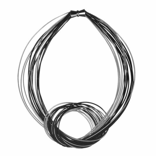 Black and Silver Piano Wire Knot Necklace