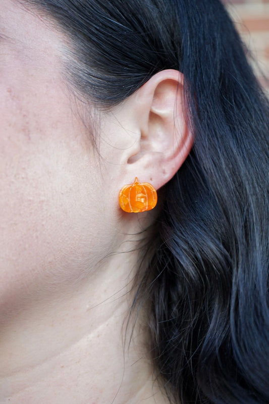 Orange Pumpkin Studs