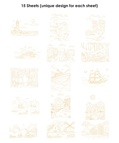 Landscape Watercolor Coloring Book