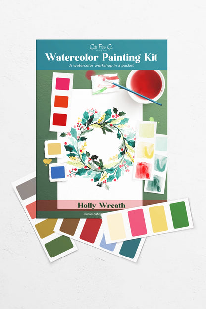 Holly Wreath Watercolor Painting Kit