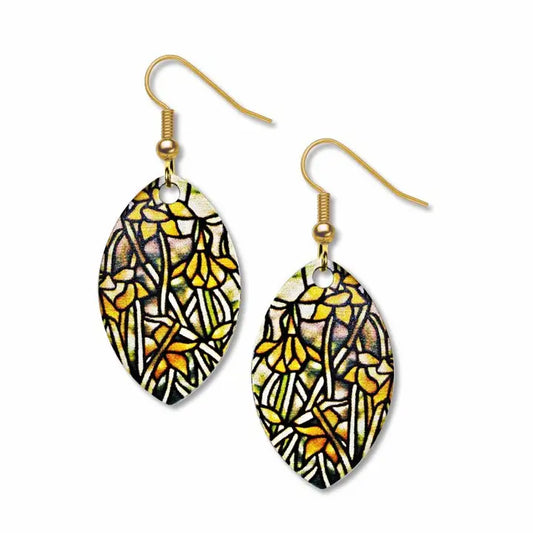 Tiffany Stained Glass Daffodil Earrings