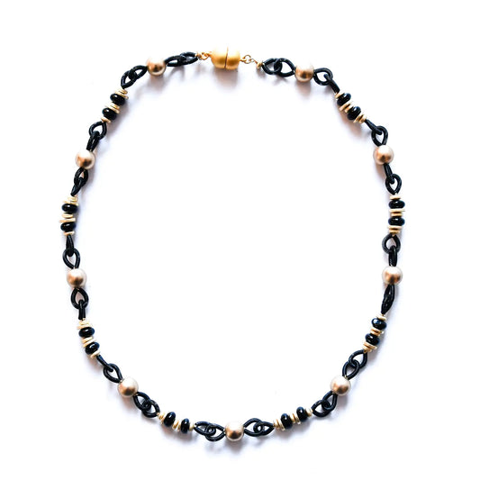 Black and Gold Disc Necklace
