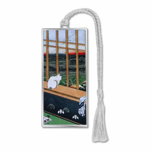 Hiroshige Cat & Mt. Fuji Metal Bookmark