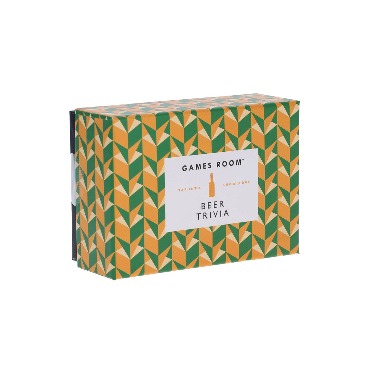 Box of 'Beer Trivia' game from 'Games Room' with geometric pattern