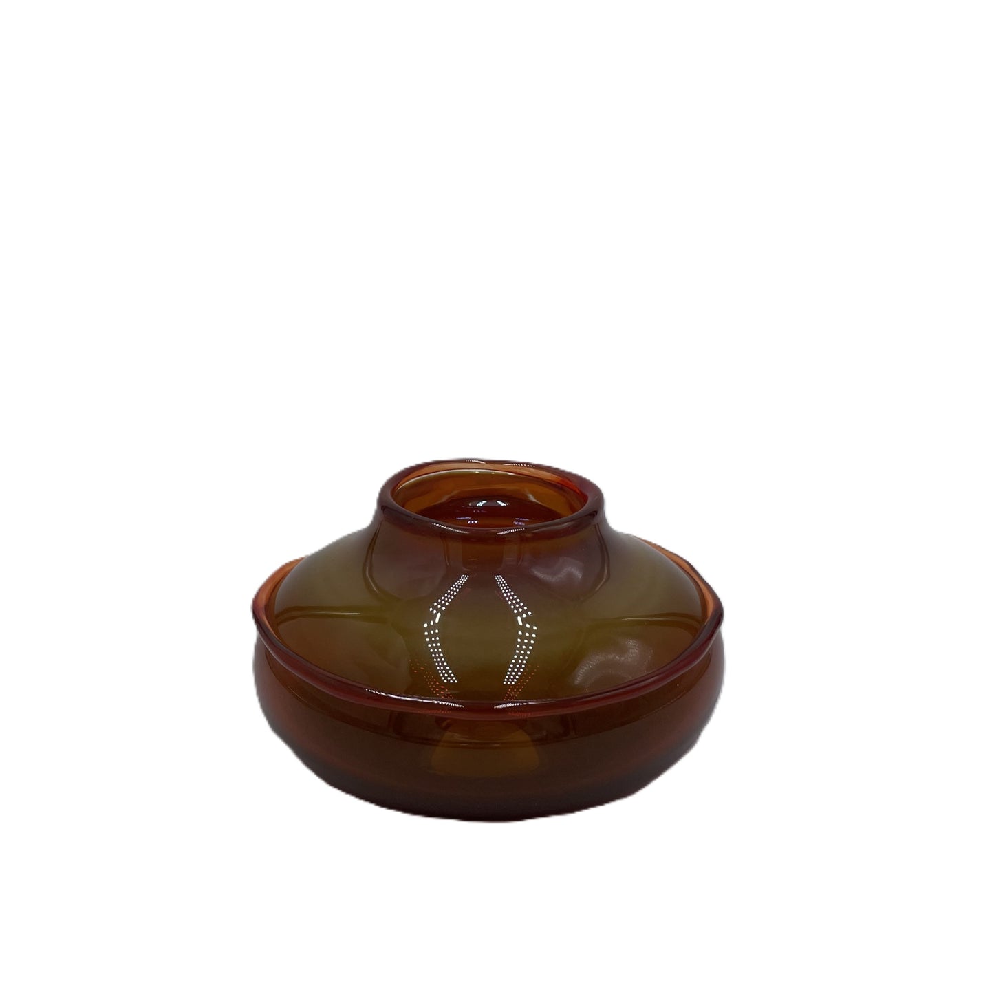 Amber glass ikebana bowl on a white background
