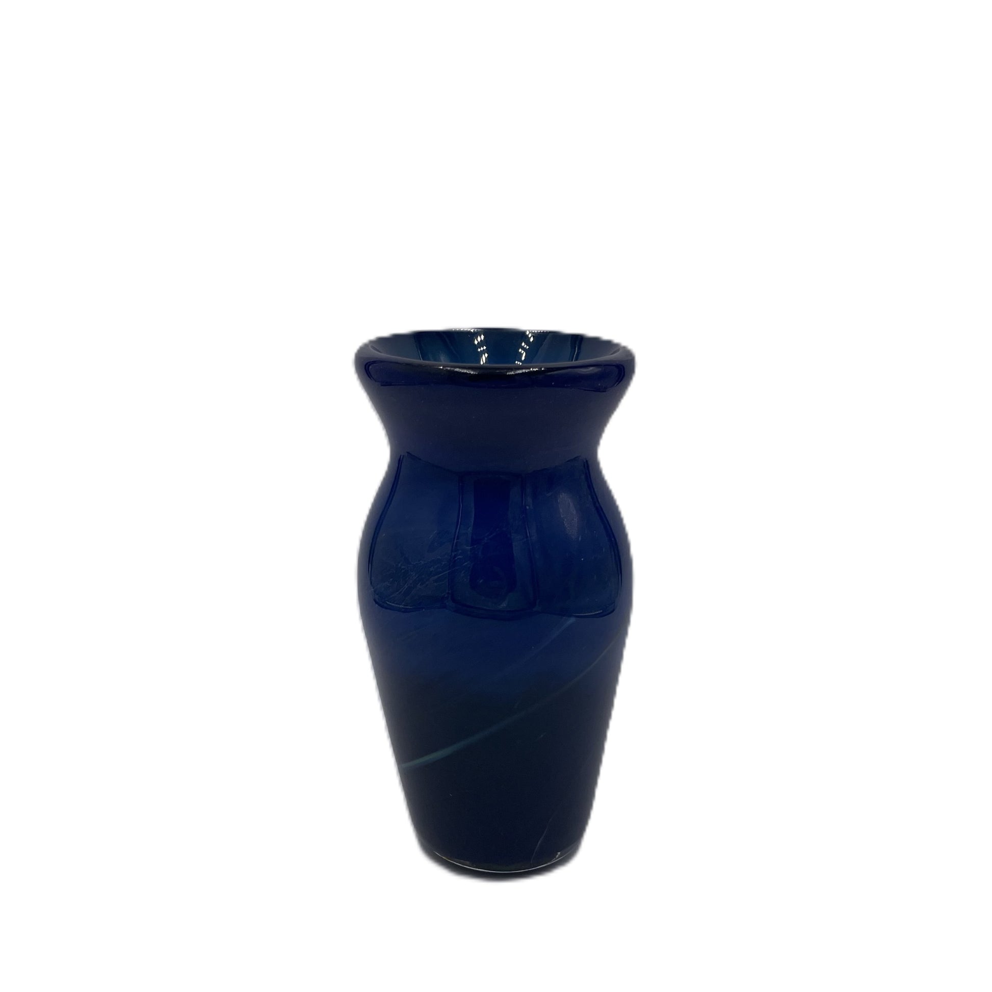 Blue glass vase on a white background