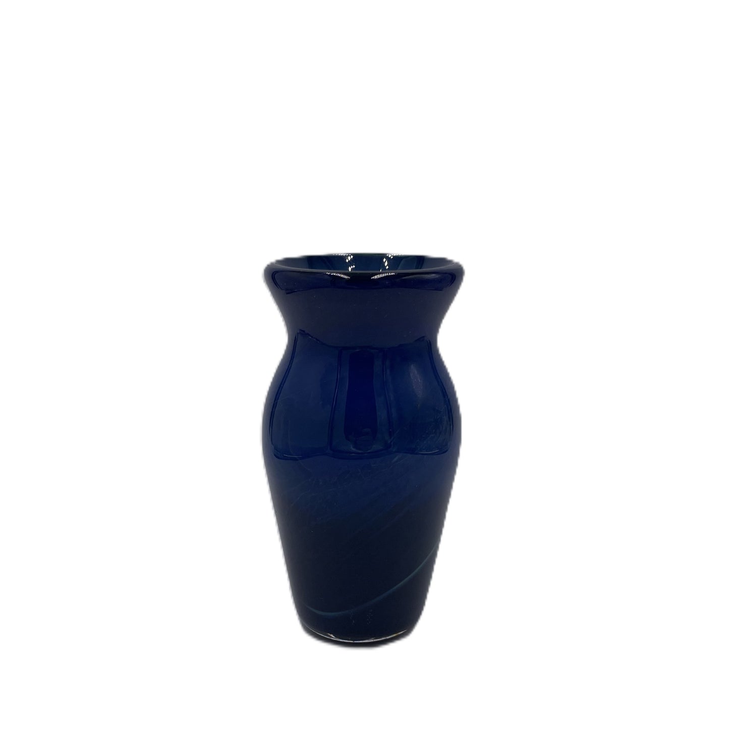 Blue glass vase on a white background
